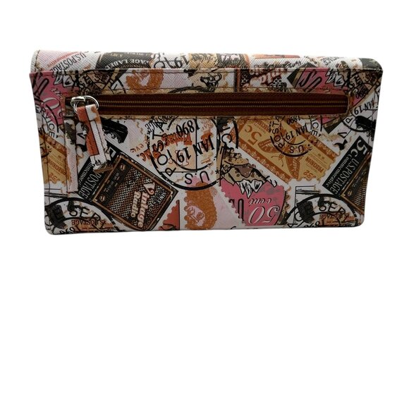 EUC Time & Tru Piper Style Postage Stamps Wallet - Picture 2 of 12